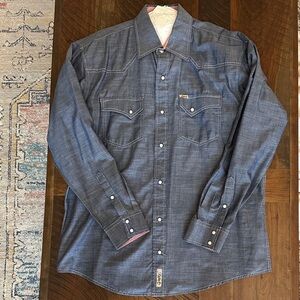 Men's Blue Western Rafter C Pearl Snap Denim Shirt